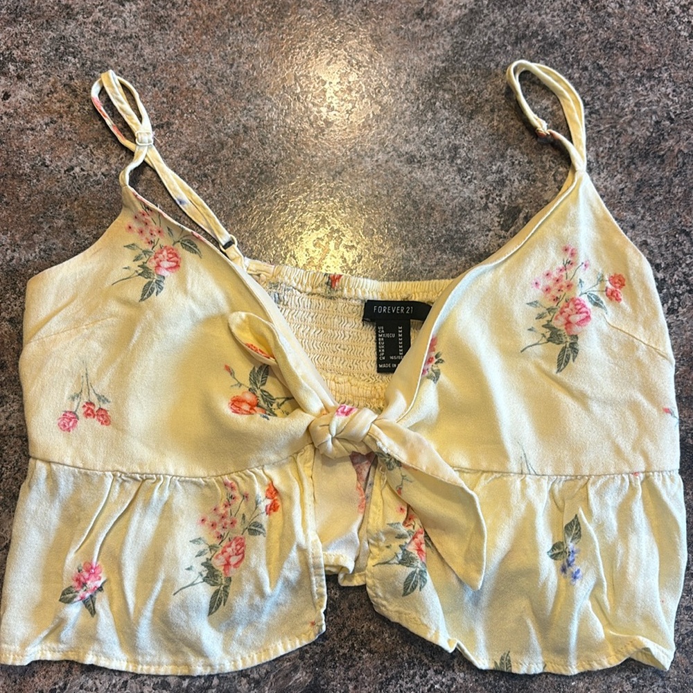 Forever 21 Pale Yellow Tie-Front Camisole